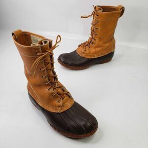 LL Bean Boots Womens Size 6 Tan Brown Tall Vintage USA Lace Up